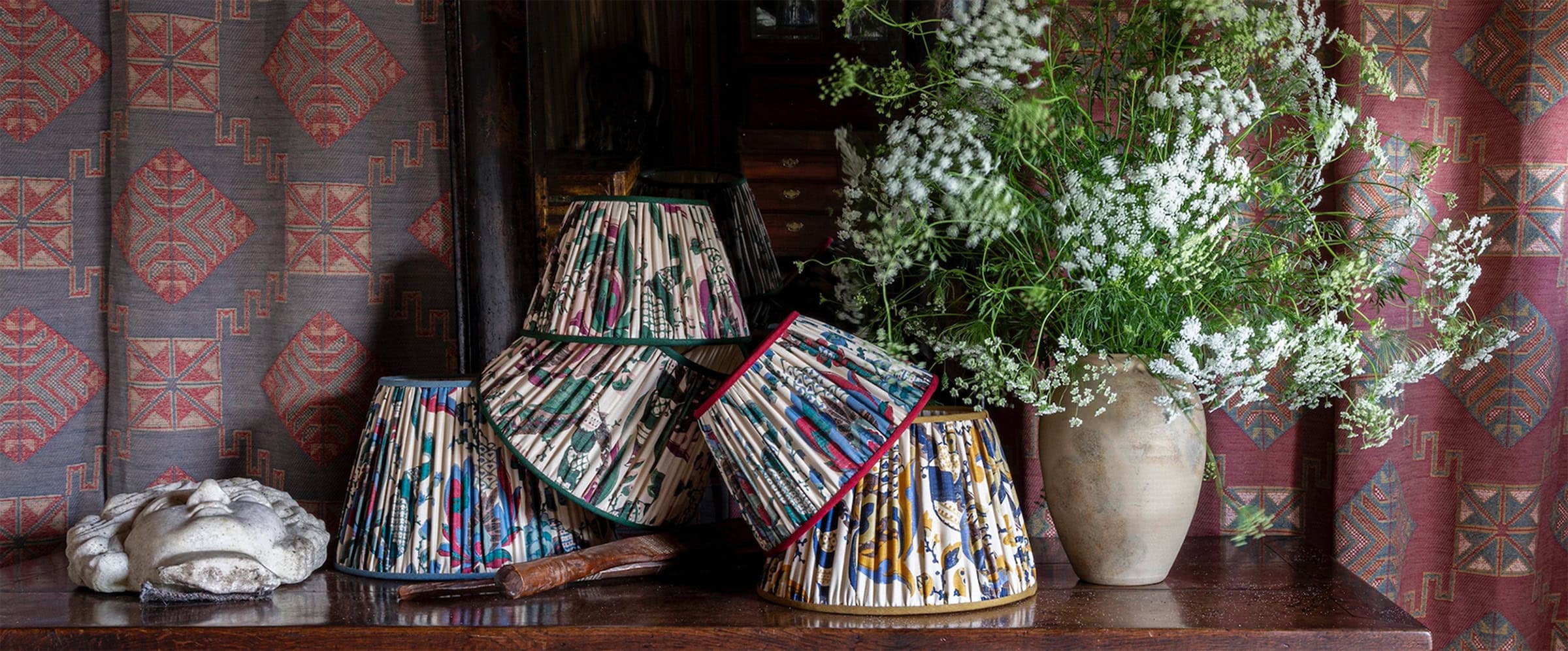 Lampshades and Fabrics by Flora Soames. Copyright Flora Soames.