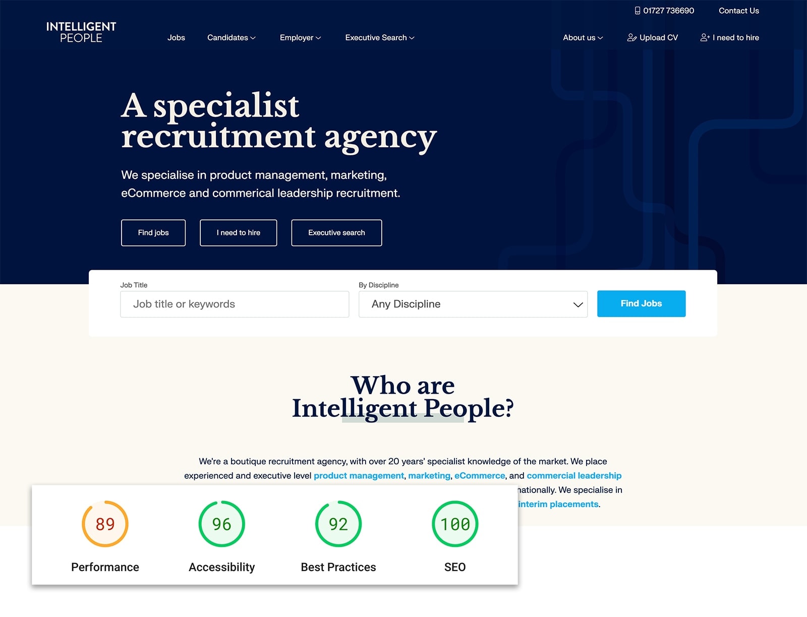 Intelligent People Website Google Pagespeed