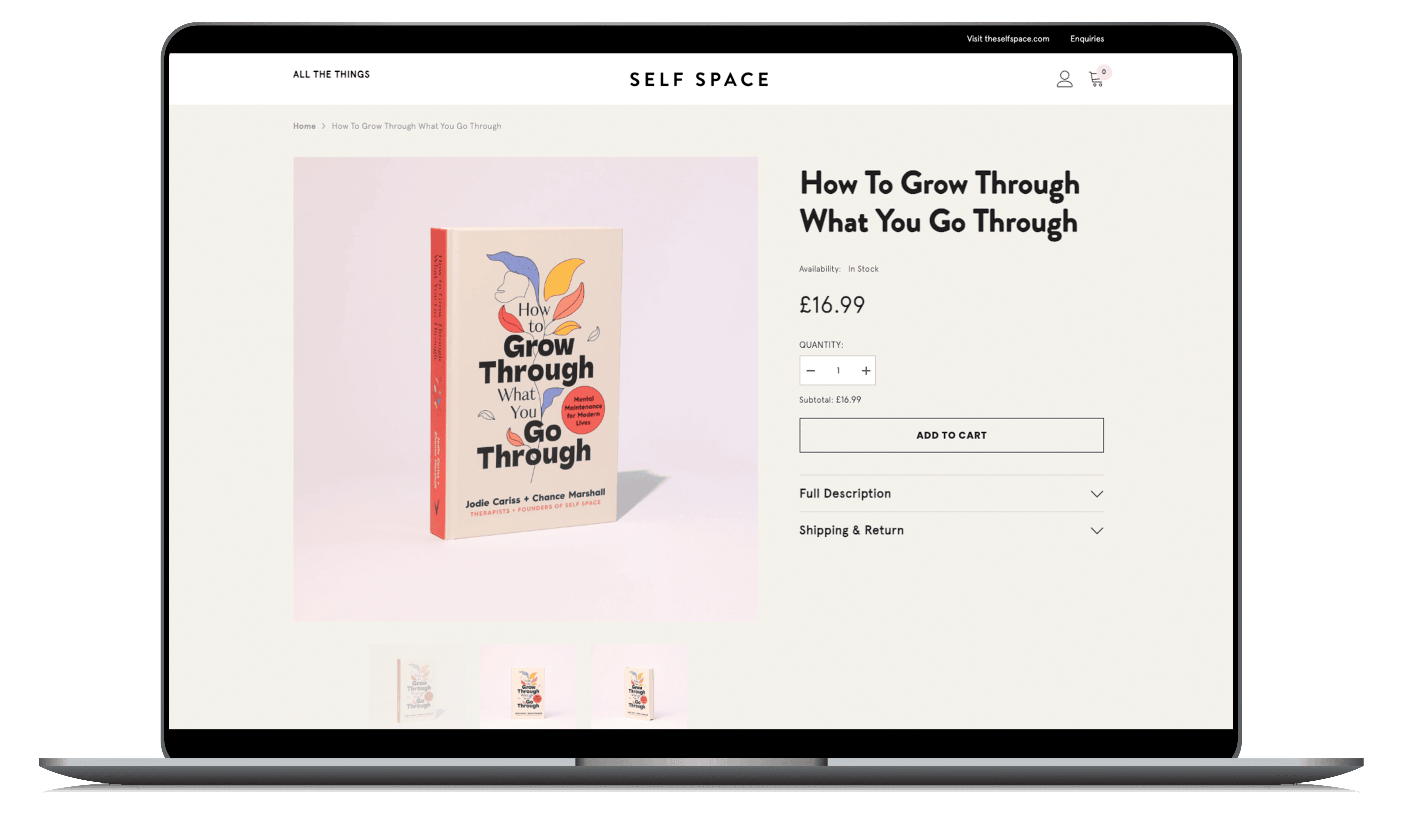 Shopify E-commerce Site for Self Space