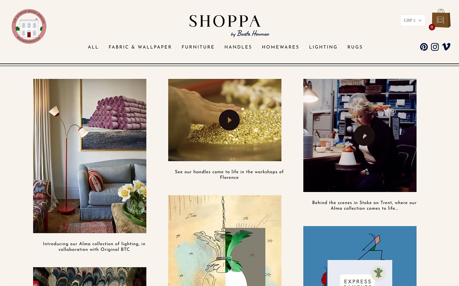 Beata Heuman Website Design Shoppa