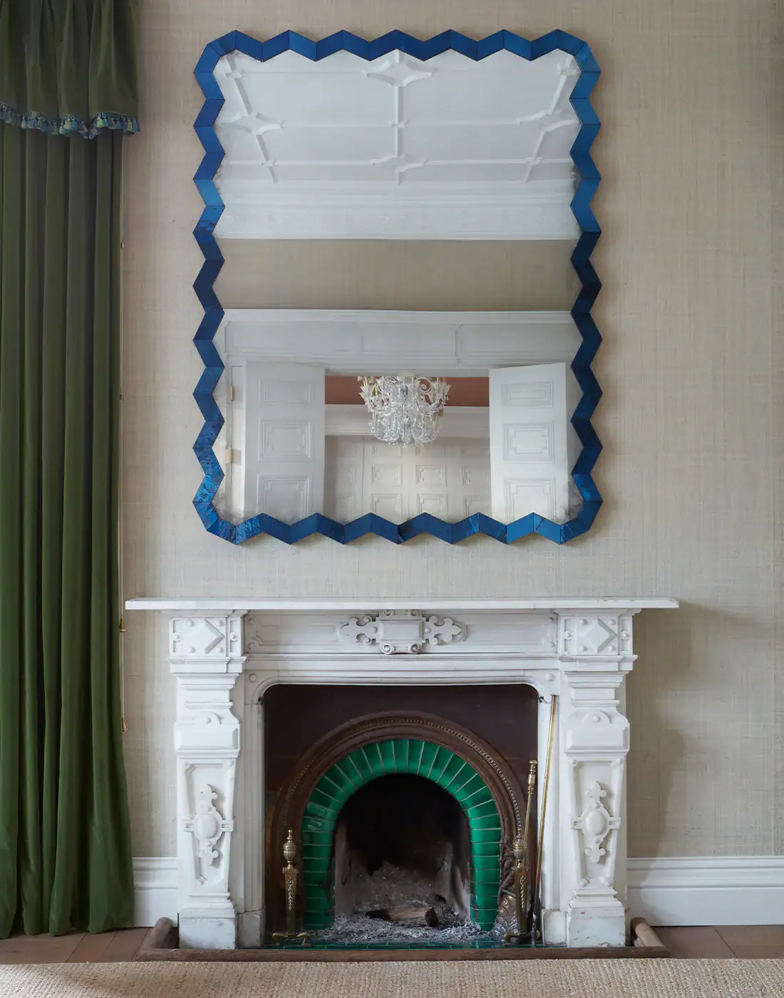 Web blue chevron mirror in situ